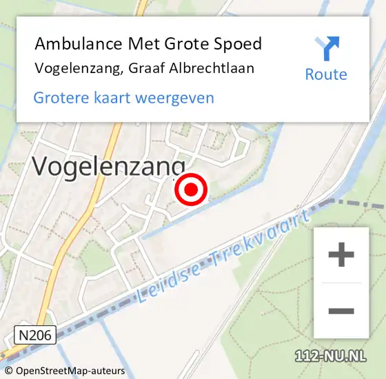 Locatie op kaart van de 112 melding: Ambulance Met Grote Spoed Naar Vogelenzang, Graaf Albrechtlaan op 4 januari 2023 15:47
