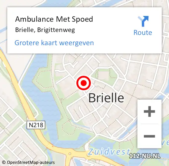 Locatie op kaart van de 112 melding: Ambulance Met Spoed Naar Brielle, Brigittenweg op 4 januari 2023 16:08