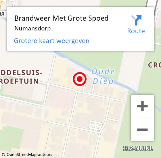 Locatie op kaart van de 112 melding: Brandweer Met Grote Spoed Naar Numansdorp op 4 januari 2023 16:10