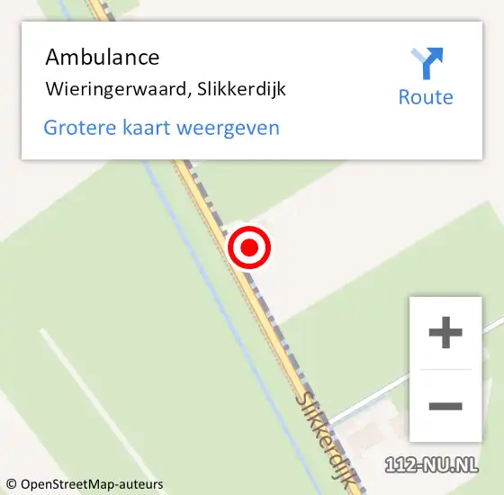 Locatie op kaart van de 112 melding: Ambulance Wieringerwaard, Slikkerdijk op 4 januari 2023 16:17