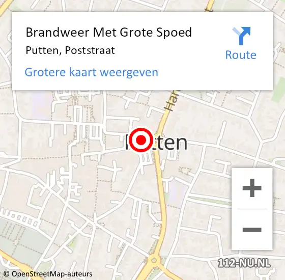 Locatie op kaart van de 112 melding: Brandweer Met Grote Spoed Naar Putten, Poststraat op 4 januari 2023 16:35