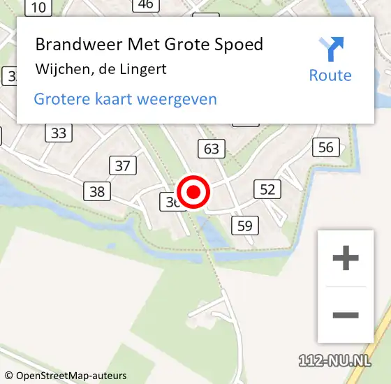 Locatie op kaart van de 112 melding: Brandweer Met Grote Spoed Naar Wijchen, de Lingert op 4 januari 2023 16:36