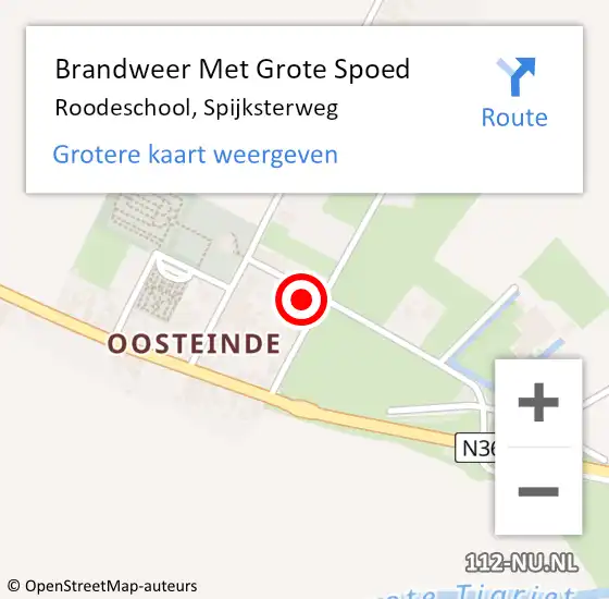 Locatie op kaart van de 112 melding: Brandweer Met Grote Spoed Naar Roodeschool, Spijksterweg op 4 januari 2023 16:36