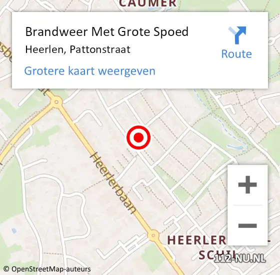 Locatie op kaart van de 112 melding: Brandweer Met Grote Spoed Naar Heerlen, Pattonstraat op 4 januari 2023 16:42