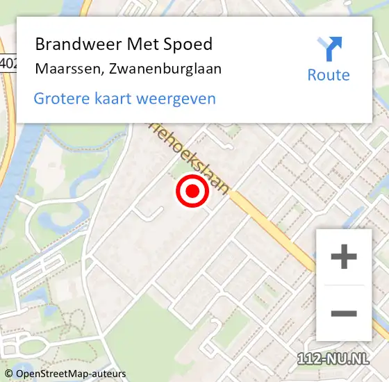 Locatie op kaart van de 112 melding: Brandweer Met Spoed Naar Maarssen, Zwanenburglaan op 4 januari 2023 17:02