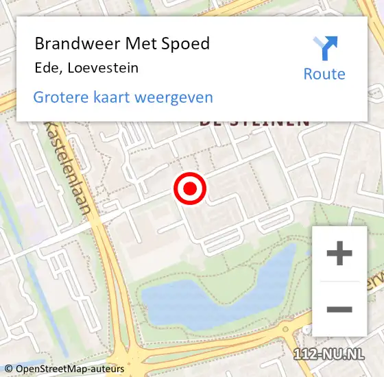 Locatie op kaart van de 112 melding: Brandweer Met Spoed Naar Ede, Loevestein op 4 januari 2023 17:05