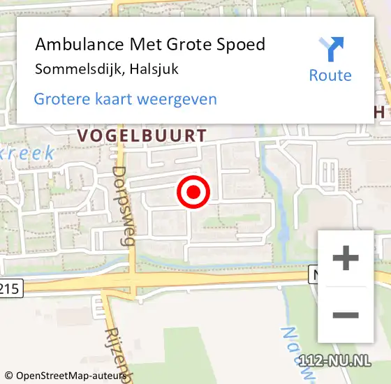 Locatie op kaart van de 112 melding: Ambulance Met Grote Spoed Naar Sommelsdijk, Halsjuk op 4 januari 2023 17:05