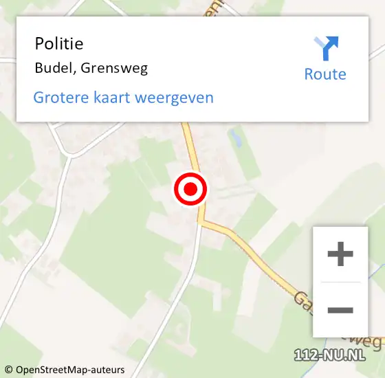 Locatie op kaart van de 112 melding: Politie Budel, Grensweg op 4 januari 2023 17:18