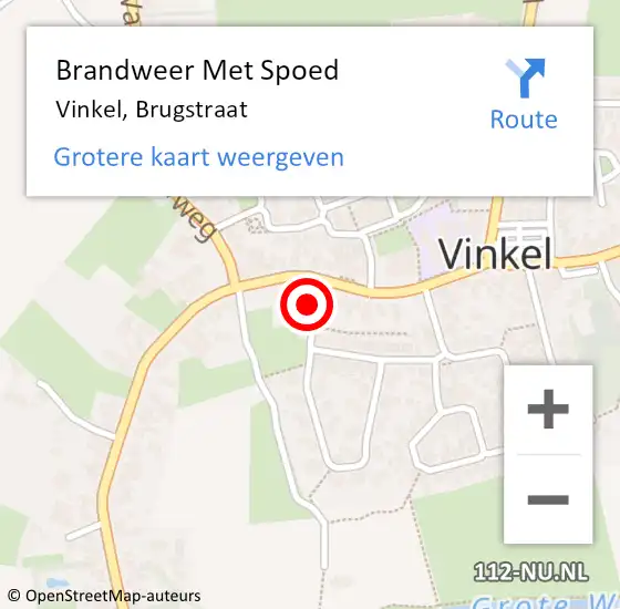 Locatie op kaart van de 112 melding: Brandweer Met Spoed Naar Vinkel, Brugstraat op 4 januari 2023 18:24