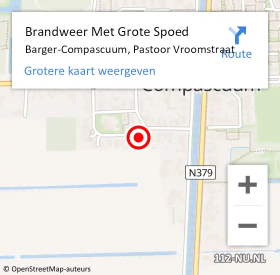 Locatie op kaart van de 112 melding: Brandweer Met Grote Spoed Naar Barger-Compascuum, Pastoor Vroomstraat op 4 januari 2023 18:34