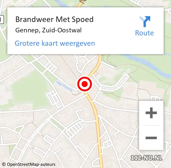 Locatie op kaart van de 112 melding: Brandweer Met Spoed Naar Gennep, Zuid-Oostwal op 4 januari 2023 18:36