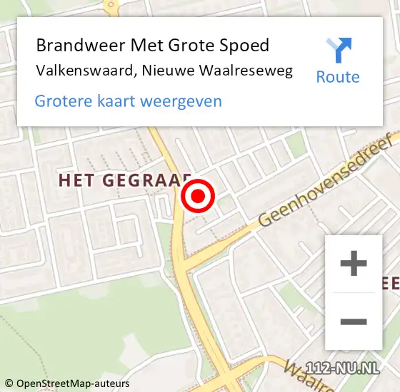 Locatie op kaart van de 112 melding: Brandweer Met Grote Spoed Naar Valkenswaard, Nieuwe Waalreseweg op 4 januari 2023 18:42