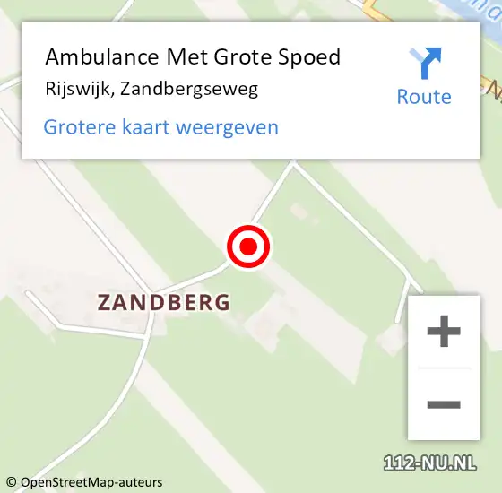 Locatie op kaart van de 112 melding: Ambulance Met Grote Spoed Naar Rijswijk, Zandbergseweg op 4 januari 2023 18:54