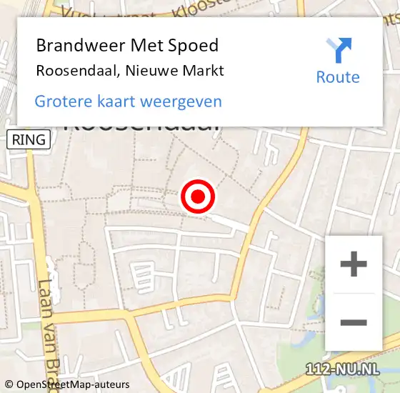 Locatie op kaart van de 112 melding: Brandweer Met Spoed Naar Roosendaal, Nieuwe Markt op 4 januari 2023 18:55