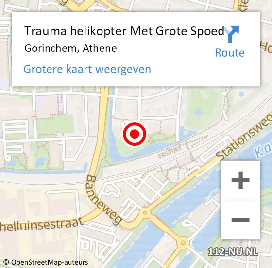 Locatie op kaart van de 112 melding: Trauma helikopter Met Grote Spoed Naar Gorinchem, Athene op 4 januari 2023 19:06