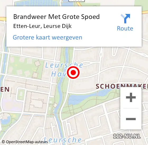 Locatie op kaart van de 112 melding: Brandweer Met Grote Spoed Naar Etten-Leur, Leurse Dijk op 4 januari 2023 19:24