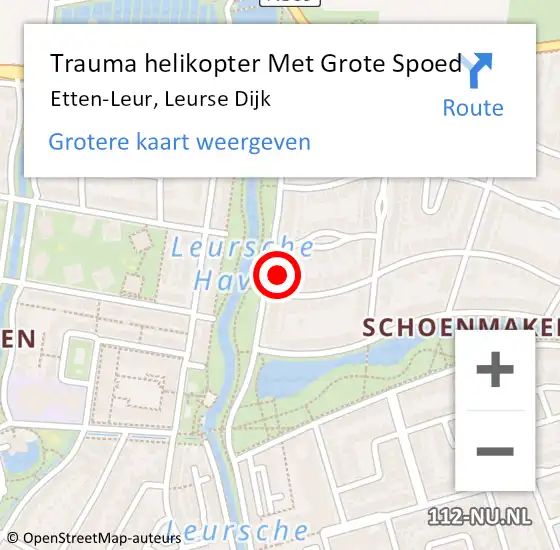 Locatie op kaart van de 112 melding: Trauma helikopter Met Grote Spoed Naar Etten-Leur, Leurse Dijk op 4 januari 2023 19:26