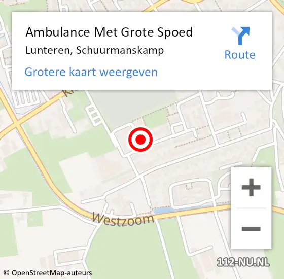Locatie op kaart van de 112 melding: Ambulance Met Grote Spoed Naar Lunteren, Schuurmanskamp op 4 januari 2023 19:35