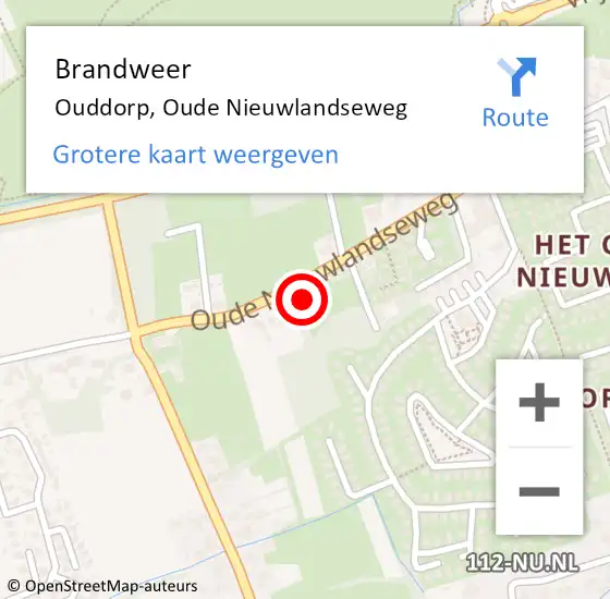 Locatie op kaart van de 112 melding: Brandweer Ouddorp, Oude Nieuwlandseweg op 4 januari 2023 19:53