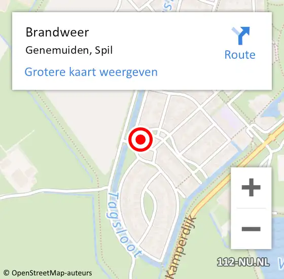 Locatie op kaart van de 112 melding: Brandweer Genemuiden, Spil op 4 januari 2023 21:18