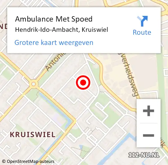 Locatie op kaart van de 112 melding: Ambulance Met Spoed Naar Hendrik-Ido-Ambacht, Kruiswiel op 4 januari 2023 21:20