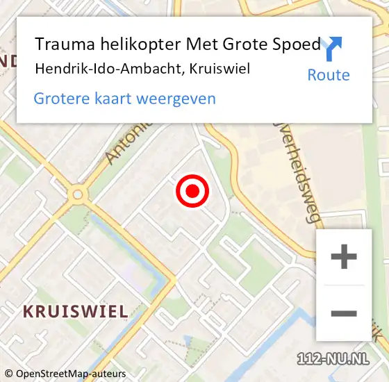 Locatie op kaart van de 112 melding: Trauma helikopter Met Grote Spoed Naar Hendrik-Ido-Ambacht, Kruiswiel op 4 januari 2023 21:27
