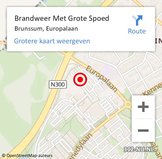 Locatie op kaart van de 112 melding: Brandweer Met Grote Spoed Naar Brunssum, Europalaan op 4 januari 2023 21:32