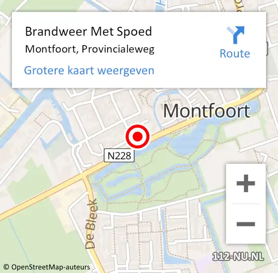 Locatie op kaart van de 112 melding: Brandweer Met Spoed Naar Montfoort, Provincialeweg op 4 januari 2023 21:50