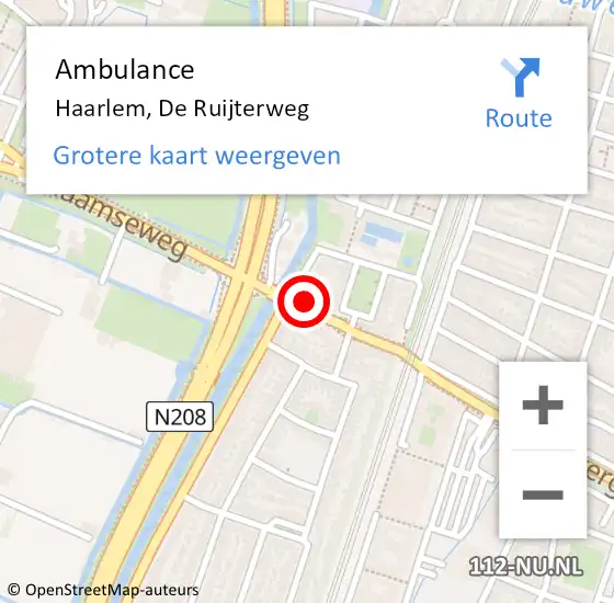 Locatie op kaart van de 112 melding: Ambulance Haarlem, De Ruijterweg op 4 januari 2023 22:13