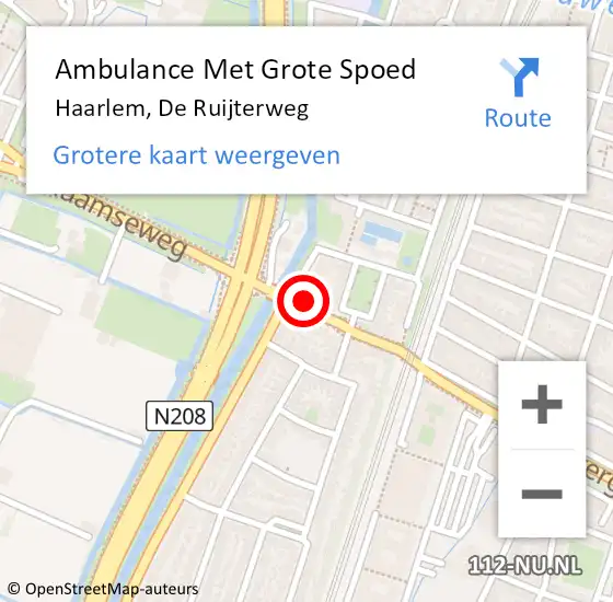 Locatie op kaart van de 112 melding: Ambulance Met Grote Spoed Naar Haarlem, De Ruijterweg op 4 januari 2023 22:13