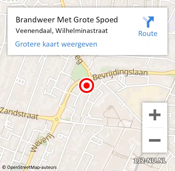 Locatie op kaart van de 112 melding: Brandweer Met Grote Spoed Naar Veenendaal, Wilhelminastraat op 4 januari 2023 22:45