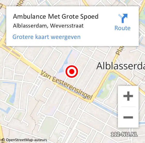 Locatie op kaart van de 112 melding: Ambulance Met Grote Spoed Naar Alblasserdam, Weversstraat op 4 januari 2023 23:06