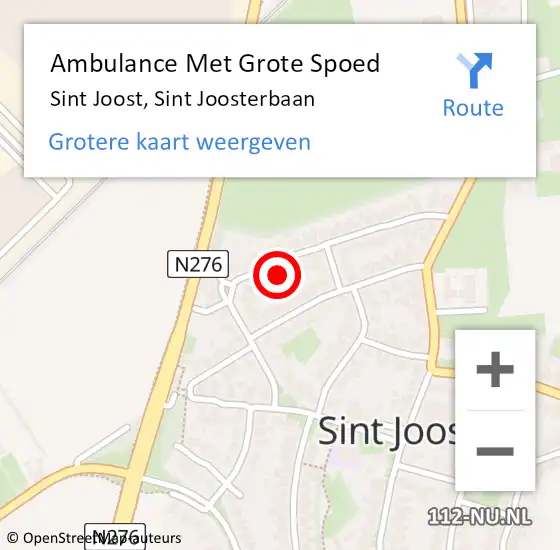 Locatie op kaart van de 112 melding: Ambulance Met Grote Spoed Naar Sint Joost, Sint Joosterbaan op 4 januari 2023 23:12