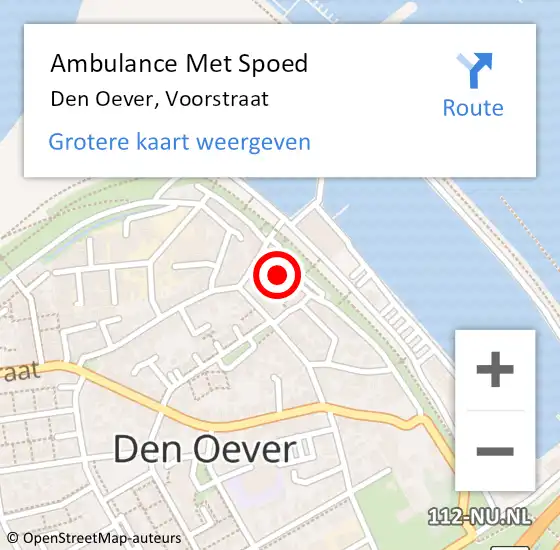 Locatie op kaart van de 112 melding: Ambulance Met Spoed Naar Den Oever, Voorstraat op 4 januari 2023 23:29