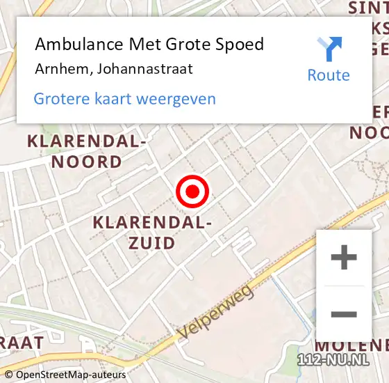 Locatie op kaart van de 112 melding: Ambulance Met Grote Spoed Naar Arnhem, Johannastraat op 4 januari 2023 23:31