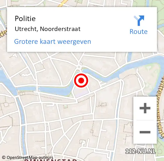 Locatie op kaart van de 112 melding: Politie Utrecht, Noorderstraat op 4 januari 2023 23:35