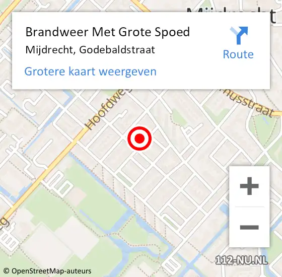 Locatie op kaart van de 112 melding: Brandweer Met Grote Spoed Naar Mijdrecht, Godebaldstraat op 5 januari 2023 00:00