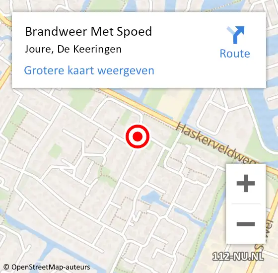 Locatie op kaart van de 112 melding: Brandweer Met Spoed Naar Joure, De Keeringen op 5 januari 2023 00:02