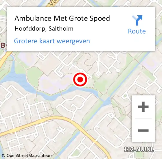 Locatie op kaart van de 112 melding: Ambulance Met Grote Spoed Naar Hoofddorp, Saltholm op 5 januari 2023 00:36