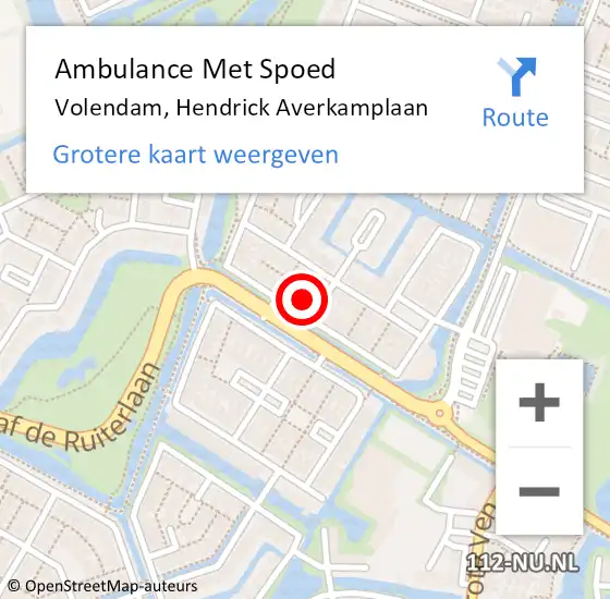 Locatie op kaart van de 112 melding: Ambulance Met Spoed Naar Volendam, Hendrick Averkamplaan op 5 januari 2023 01:00