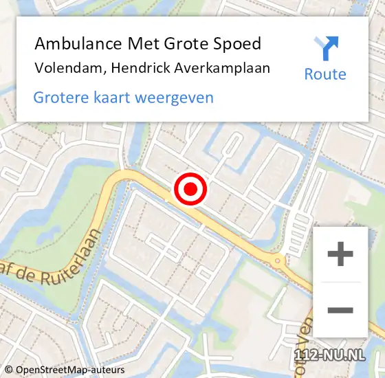 Locatie op kaart van de 112 melding: Ambulance Met Grote Spoed Naar Volendam, Hendrick Averkamplaan op 5 januari 2023 01:04