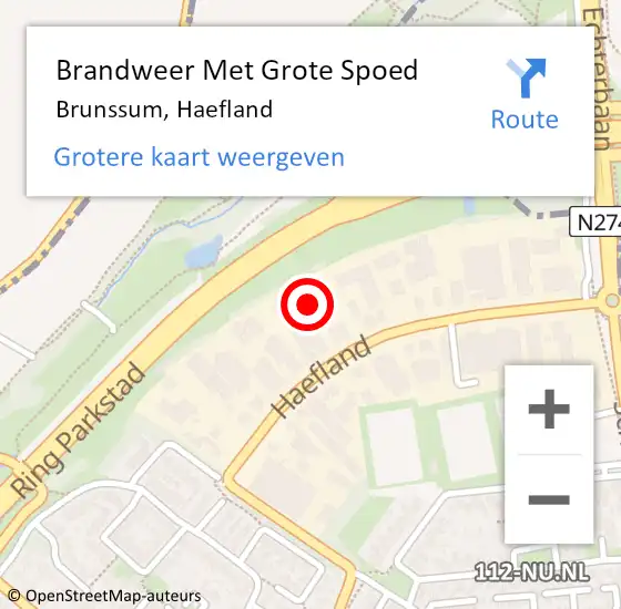 Locatie op kaart van de 112 melding: Brandweer Met Grote Spoed Naar Brunssum, Haefland op 5 januari 2023 02:06