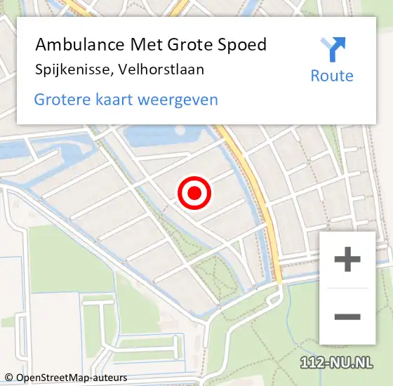 Locatie op kaart van de 112 melding: Ambulance Met Grote Spoed Naar Spijkenisse, Velhorstlaan op 5 januari 2023 02:52