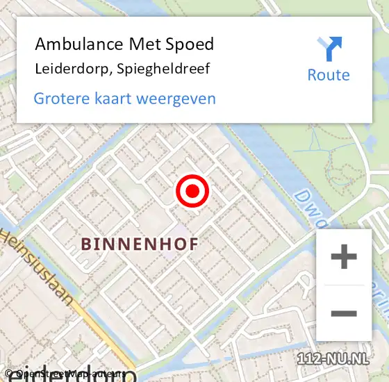 Locatie op kaart van de 112 melding: Ambulance Met Spoed Naar Leiderdorp, Spiegheldreef op 5 januari 2023 03:09