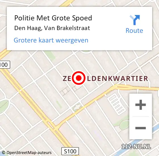 Locatie op kaart van de 112 melding: Politie Met Grote Spoed Naar Den Haag, Van Brakelstraat op 5 januari 2023 03:11