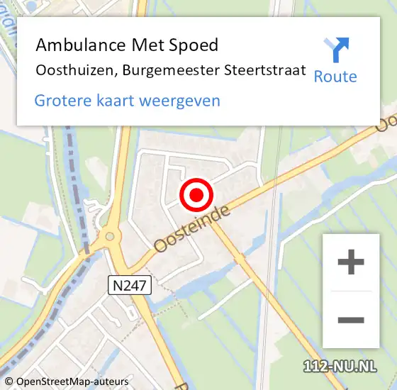 Locatie op kaart van de 112 melding: Ambulance Met Spoed Naar Oosthuizen, Burgemeester Steertstraat op 5 januari 2023 03:26
