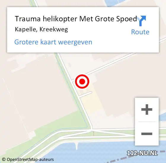 Locatie op kaart van de 112 melding: Trauma helikopter Met Grote Spoed Naar Kapelle, Kreekweg op 5 januari 2023 03:29