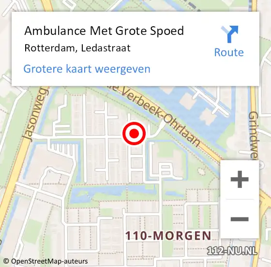 Locatie op kaart van de 112 melding: Ambulance Met Grote Spoed Naar Rotterdam, Ledastraat op 5 januari 2023 07:24