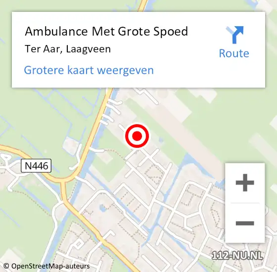 Locatie op kaart van de 112 melding: Ambulance Met Grote Spoed Naar Ter Aar, Laagveen op 5 januari 2023 07:35