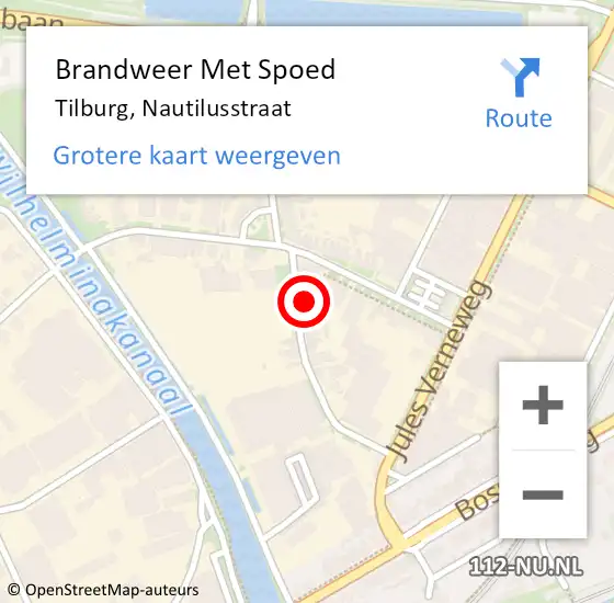 Locatie op kaart van de 112 melding: Brandweer Met Spoed Naar Tilburg, Nautilusstraat op 5 januari 2023 07:44